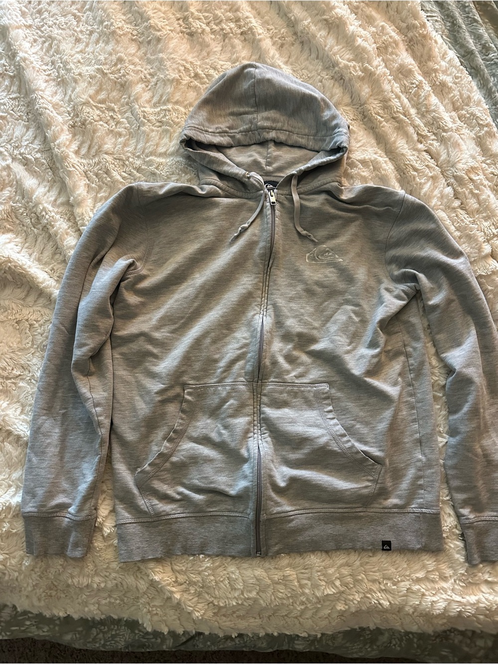 Quicksilver Gray Zip Up Hoodie‎ with pockets size Large